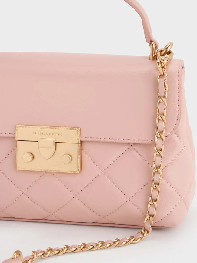 Alva Quilted Top Handle Bag_Light Pink