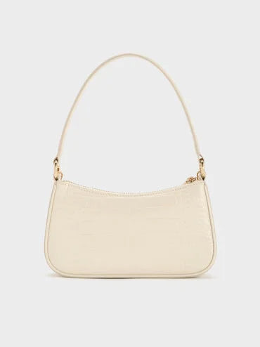 Elspeth Croc-Effect Chain-Link Shoulder Bag _Cream Croco