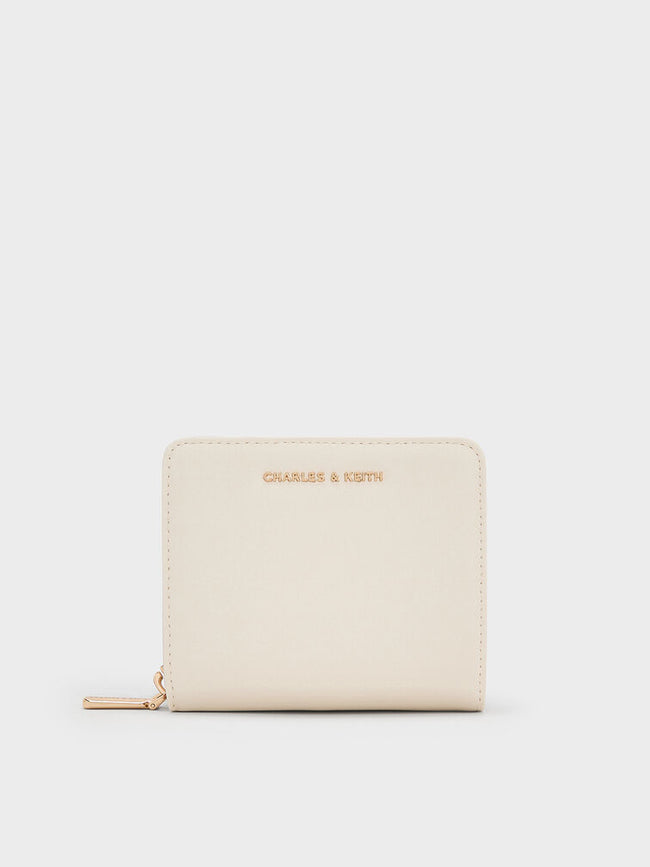 CHARLES & KEITH Women Finley Zip-Around Small Wallet -Cream