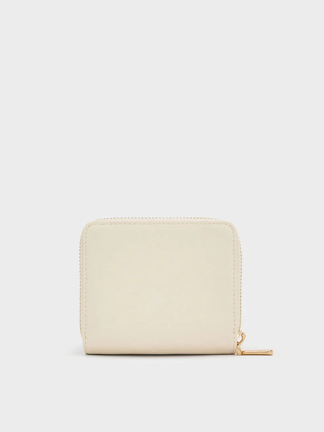 CHARLES & KEITH Women Finley Zip-Around Small Wallet -Cream