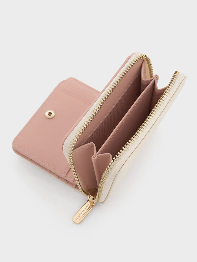 CHARLES & KEITH Women Finley Zip-Around Small Wallet -Cream