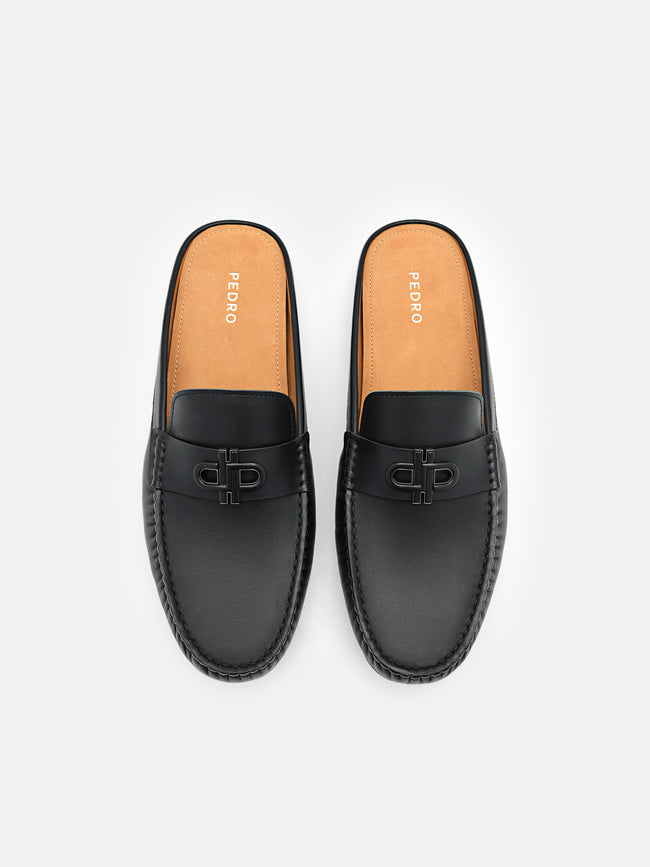 PEDRO Icon Leather Mules - Black