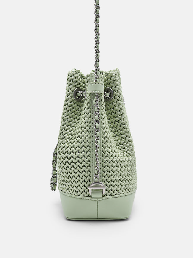 PEDRO Icon Raffia Mini Bucket Bag-Light green