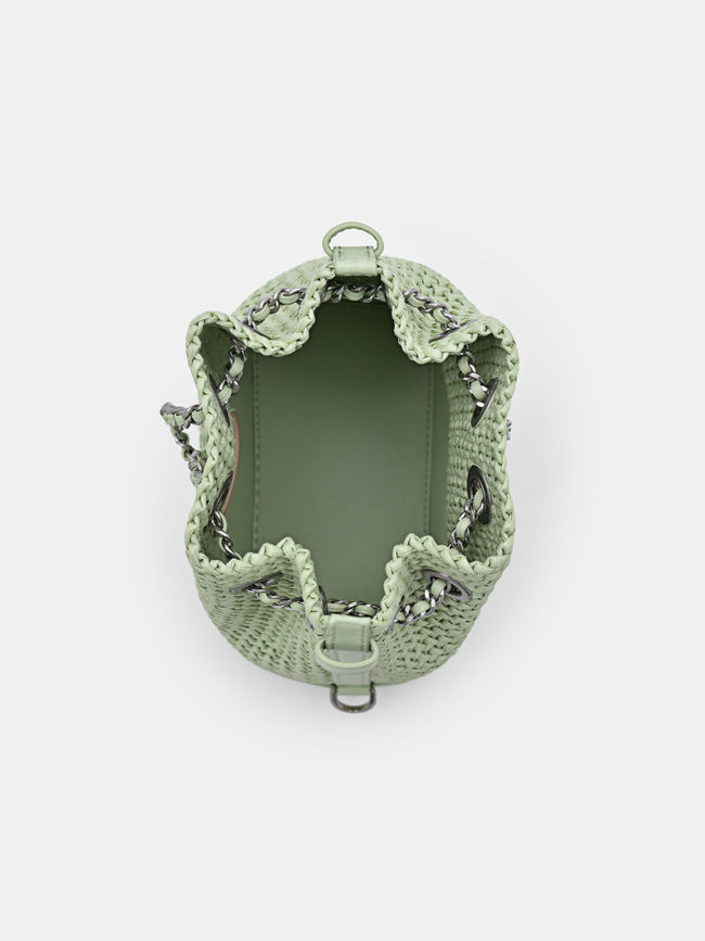 PEDRO Icon Raffia Mini Bucket Bag-Light green