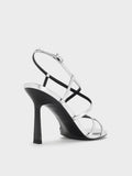 Strappy Crossover Trapeze-Heel Sandals_Silver
