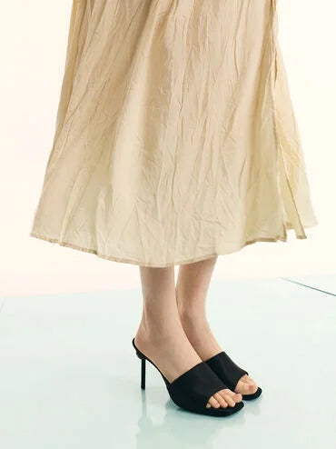 Satin Crystal-Embellished Ball-Heel Mules_Black Textured