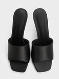 Satin Crystal-Embellished Ball-Heel Mules_Black Textured
