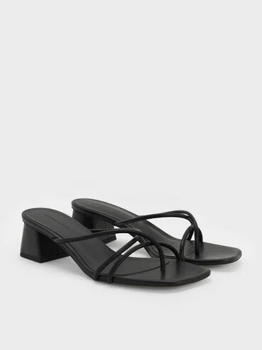 Strappy Toe-Ring Block-Heel Sandals_Black