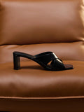 Georgina Crossover-Strap Blade-Heel Mules_Black Box