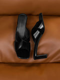 Georgina Crossover-Strap Blade-Heel Mules_Black Box