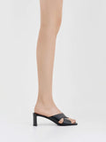Georgina Crossover-Strap Blade-Heel Mules_Black Box