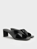 Georgina Crossover-Strap Blade-Heel Mules_Black Box