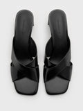 Georgina Crossover-Strap Blade-Heel Mules_Black Box