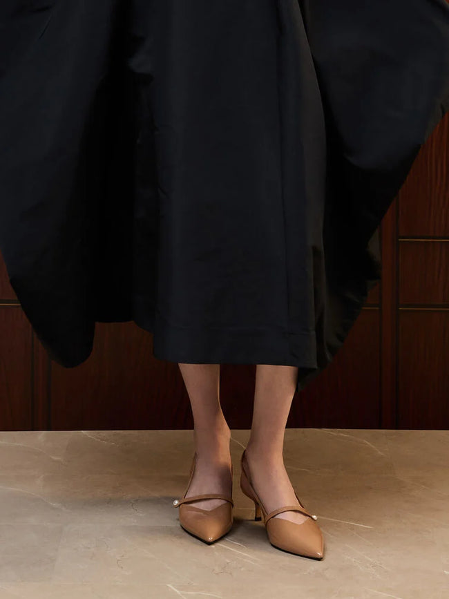 Helena Pearl Slingback Kitten Heel_Caramel