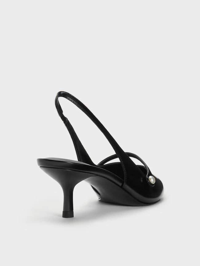 Helena Pearl Slingback Kitten Heel_Black Box