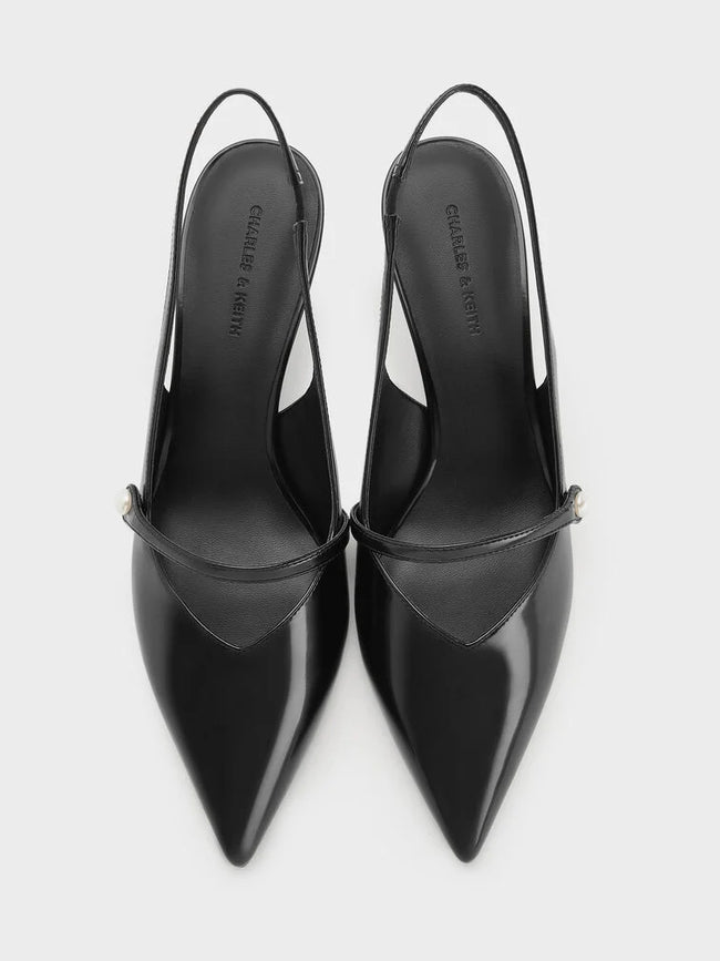 Helena Pearl Slingback Kitten Heel_Black Box