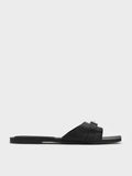 Lando Metallic-Accent Belted Slide Sandals_Black