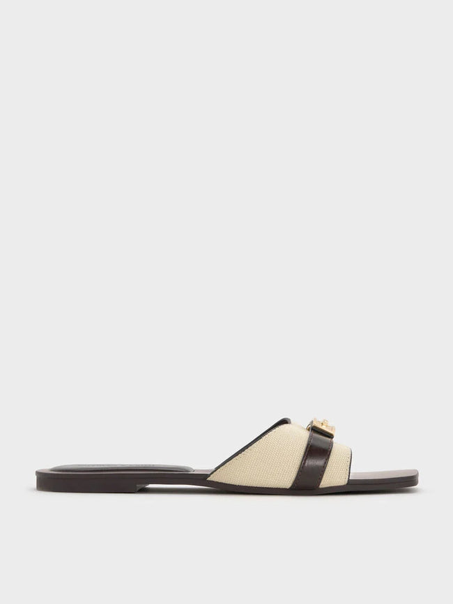 Lando Canvas Metallic-Accent Belted Slide Sandals_Multi
