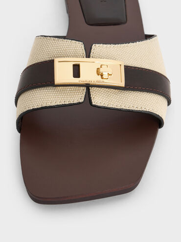 Lando Canvas Metallic-Accent Belted Slide Sandals_Multi
