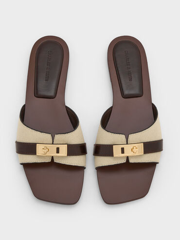 Lando Canvas Metallic-Accent Belted Slide Sandals_Multi