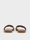 Lando Metallic-Accent Belted Slide Sandals_Cognac
