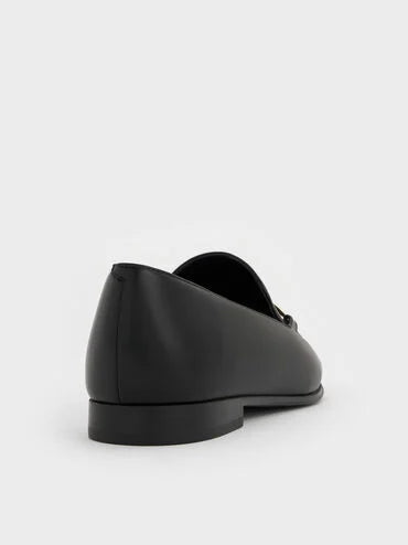 Metallic Knot-Bar Loafers_Black