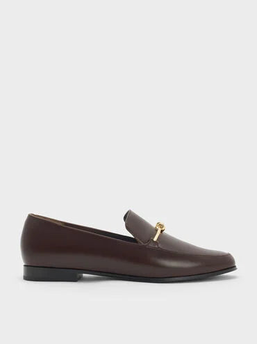 Metallic Knot-Bar Loafers_Dark Brown