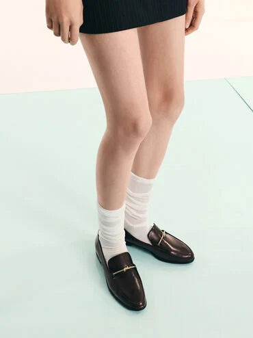 Metallic Knot-Bar Loafers_Dark Brown