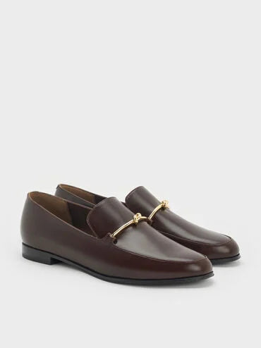 Metallic Knot-Bar Loafers_Dark Brown