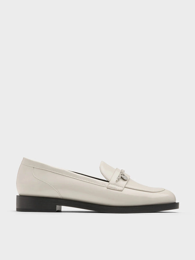 Braided-Chain Metallic-Accent Loafers_Chalk