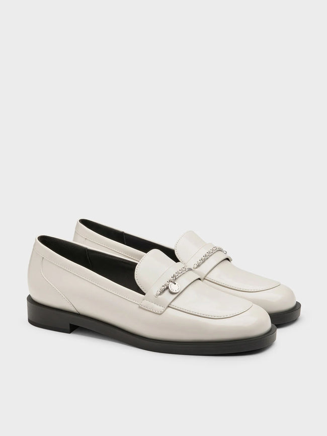 Braided-Chain Metallic-Accent Loafers_Chalk