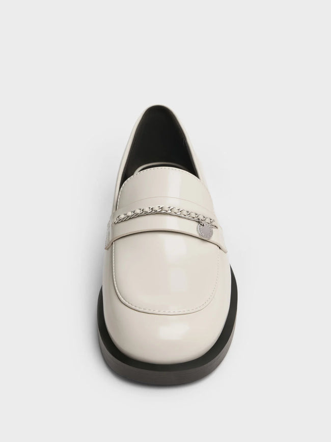 Braided-Chain Metallic-Accent Loafers_Chalk