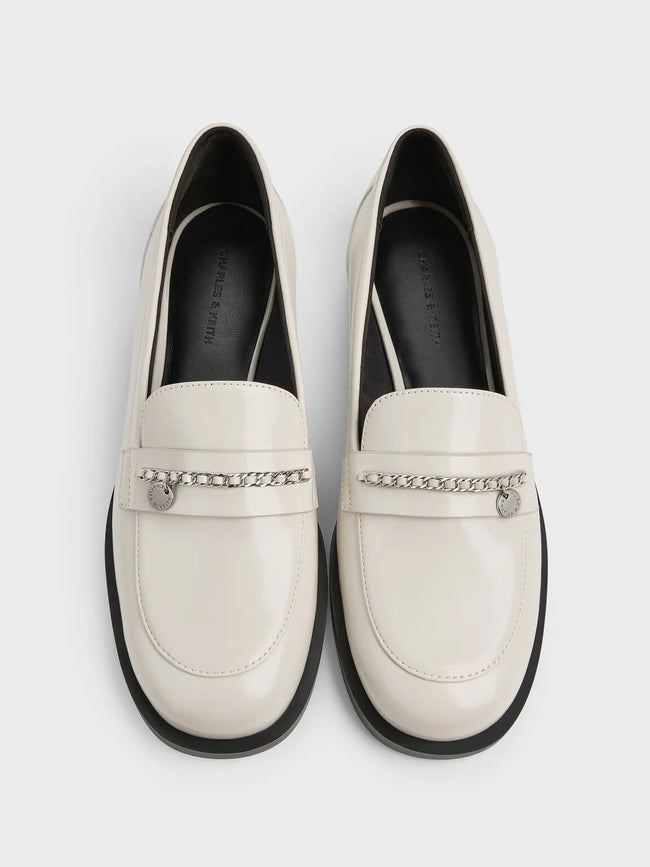 Braided-Chain Metallic-Accent Loafers_Chalk