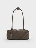 Zeya Recycled Suede Striped Shoulder Bag_Dark Moss
