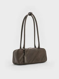 Zeya Recycled Suede Striped Shoulder Bag_Dark Moss