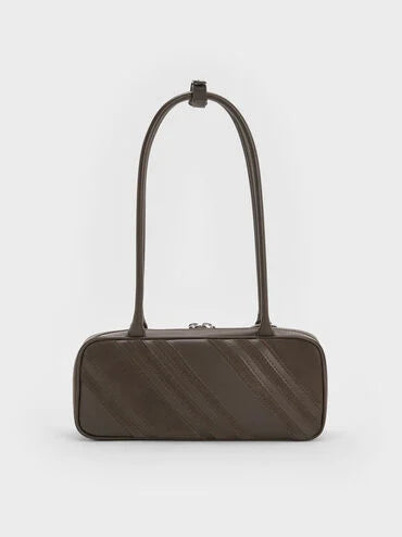 Zeya Recycled Suede Striped Shoulder Bag_Dark Moss