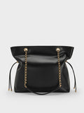 CHARLES & KEITH Women Arya Braided-Chain Tote Bag -Black