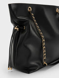 CHARLES & KEITH Women Arya Braided-Chain Tote Bag -Black