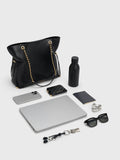 CHARLES & KEITH Women Arya Braided-Chain Tote Bag -Black