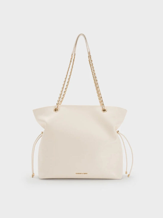 CHARLES & KEITH Women Arya Braided-Chain Tote Bag -Cream
