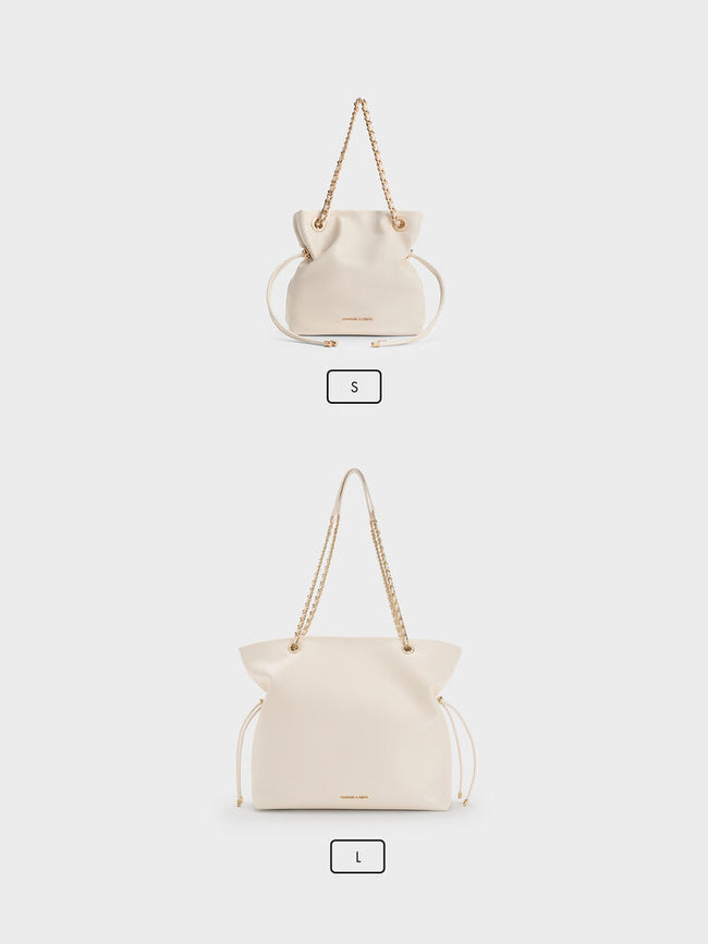 CHARLES & KEITH Women Arya Braided-Chain Tote Bag -Cream