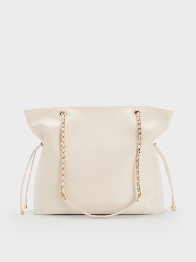 CHARLES & KEITH Women Arya Braided-Chain Tote Bag -Cream