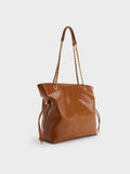 CHARLES & KEITH Women Arya Braided-Chain Tote Bag  -Distressed Tan