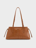 CHARLES & KEITH Women Noane Elongated-Handle Shoulder Bag -Distressed Tan