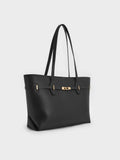 Arlet Double-Handle Belted Tote Bag_Black