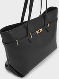 Arlet Double-Handle Belted Tote Bag_Black