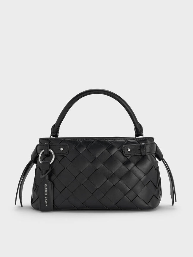 Ivette Woven Top Handle Bag_Noir