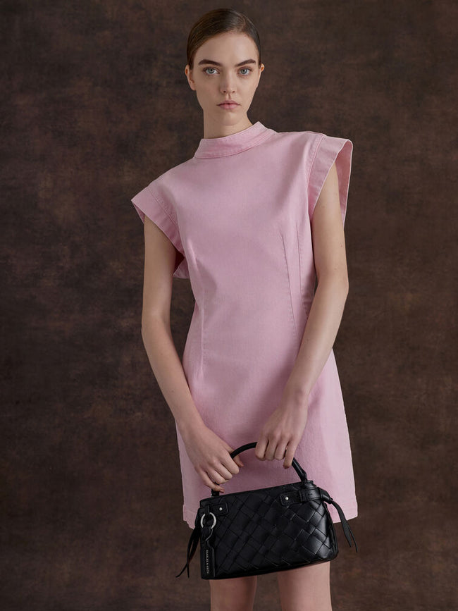 Ivette Woven Top Handle Bag_Noir