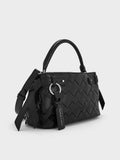 Ivette Woven Top Handle Bag_Noir