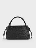 Ivette Woven Top Handle Bag_Noir
